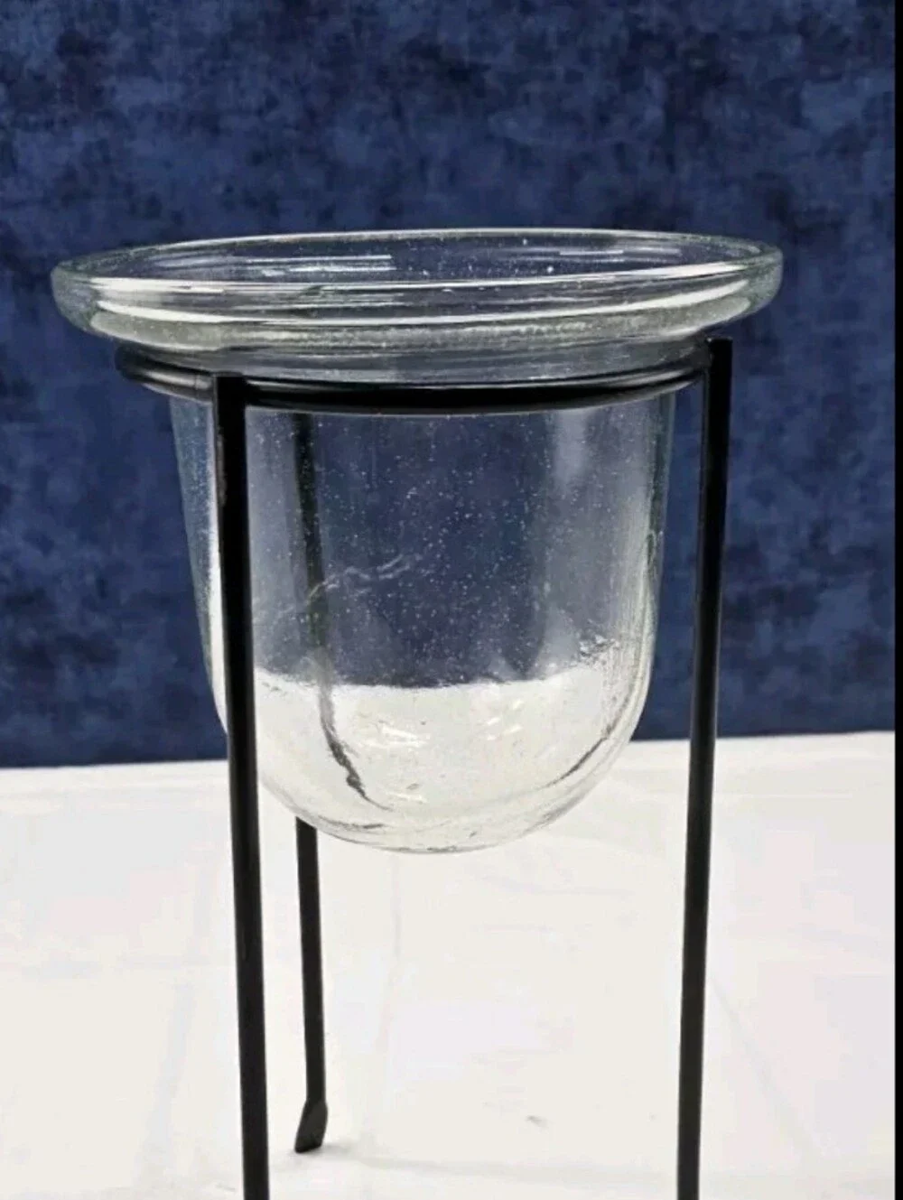 Wrought Iron Candle Plantet Holder Clear Glass Planter